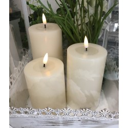 Trio de bougies écru à piles + télécommande
