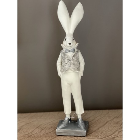 Lapin célibataire blanc argent