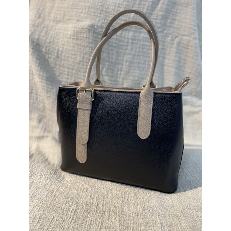 Sac en cuir (19172) noir/beige