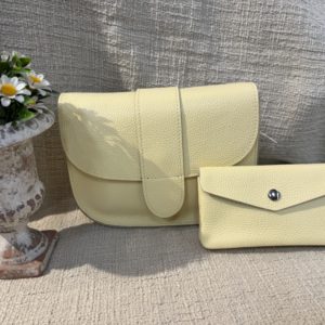 Sac Besace en cuir Jaune